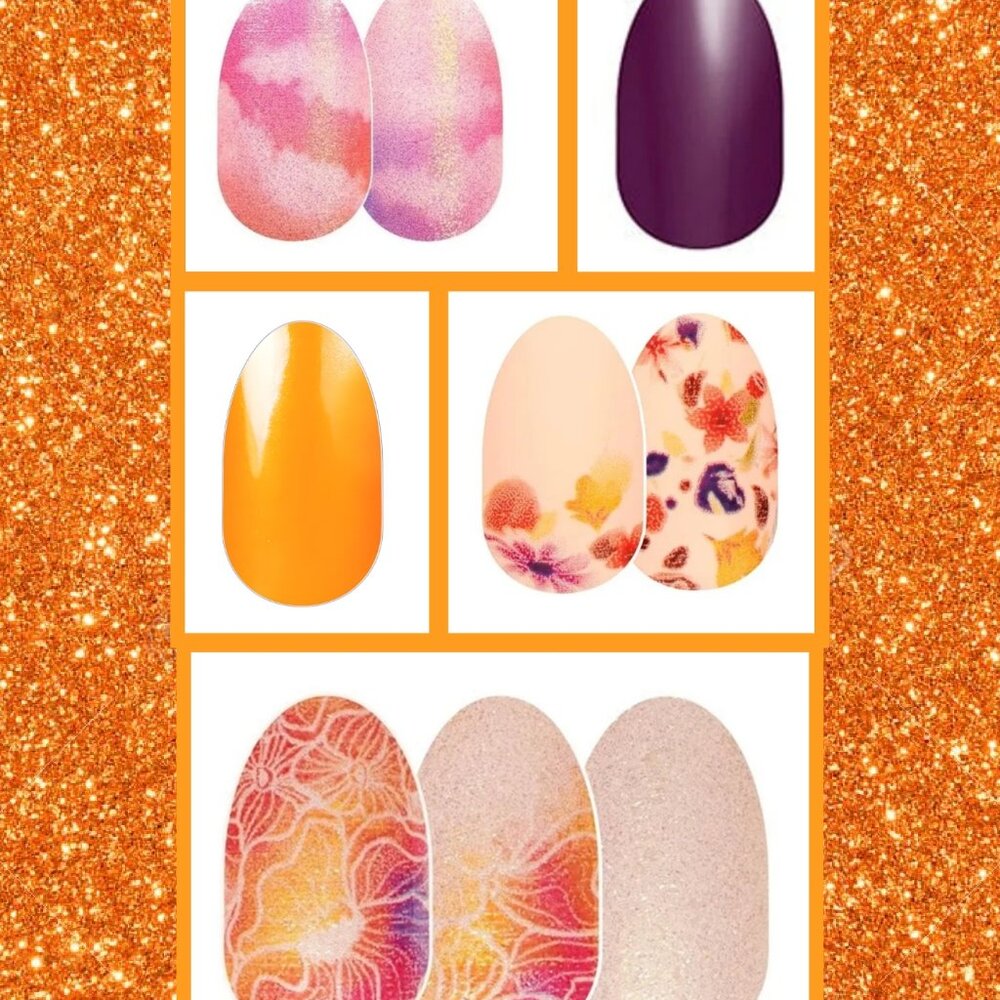 Tangerine & Gold Metallic: (x5 Sets) Shimmery Gold & Metallic Nail Polish Strips